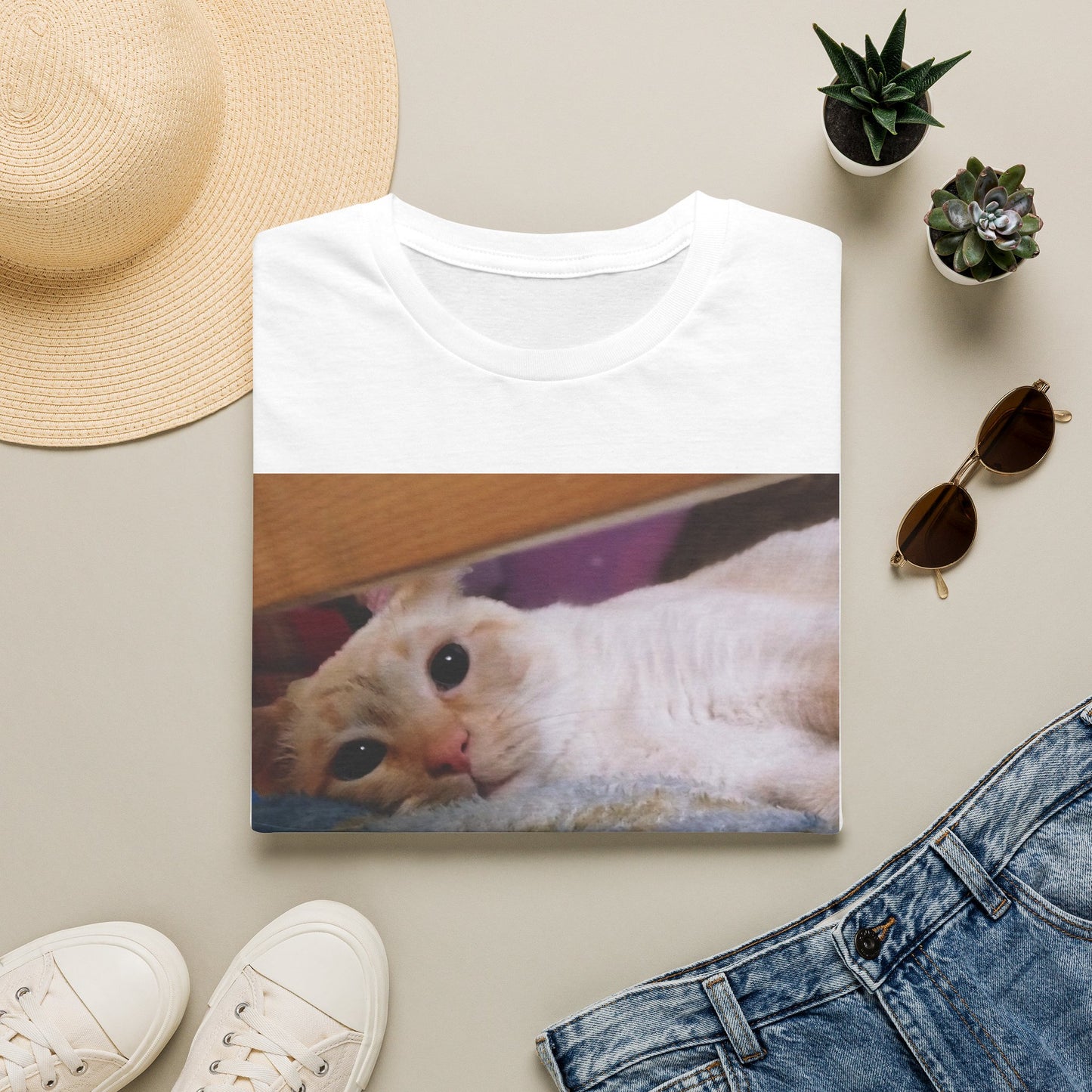 Cat Photo T-Shirt — "Snowball" Cute Pet Portrait Tee