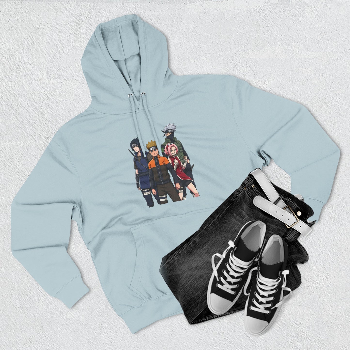 Anime Team Graphic Hoodie — Naruto, Sasuke, Sakura & Kakashi Crew Sweatshirt