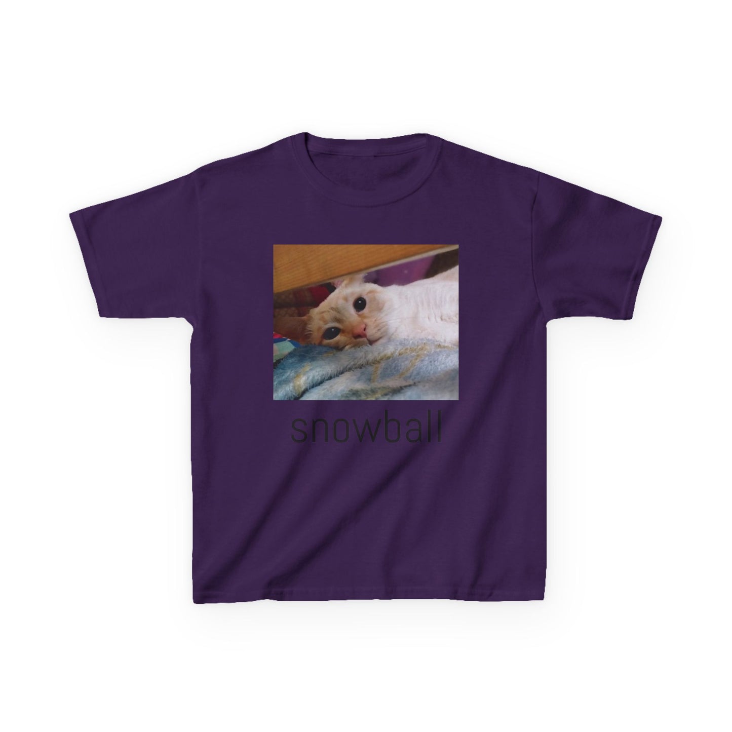 Kids Tee — Cute 'Snowball' Cat Photo & Heart Design