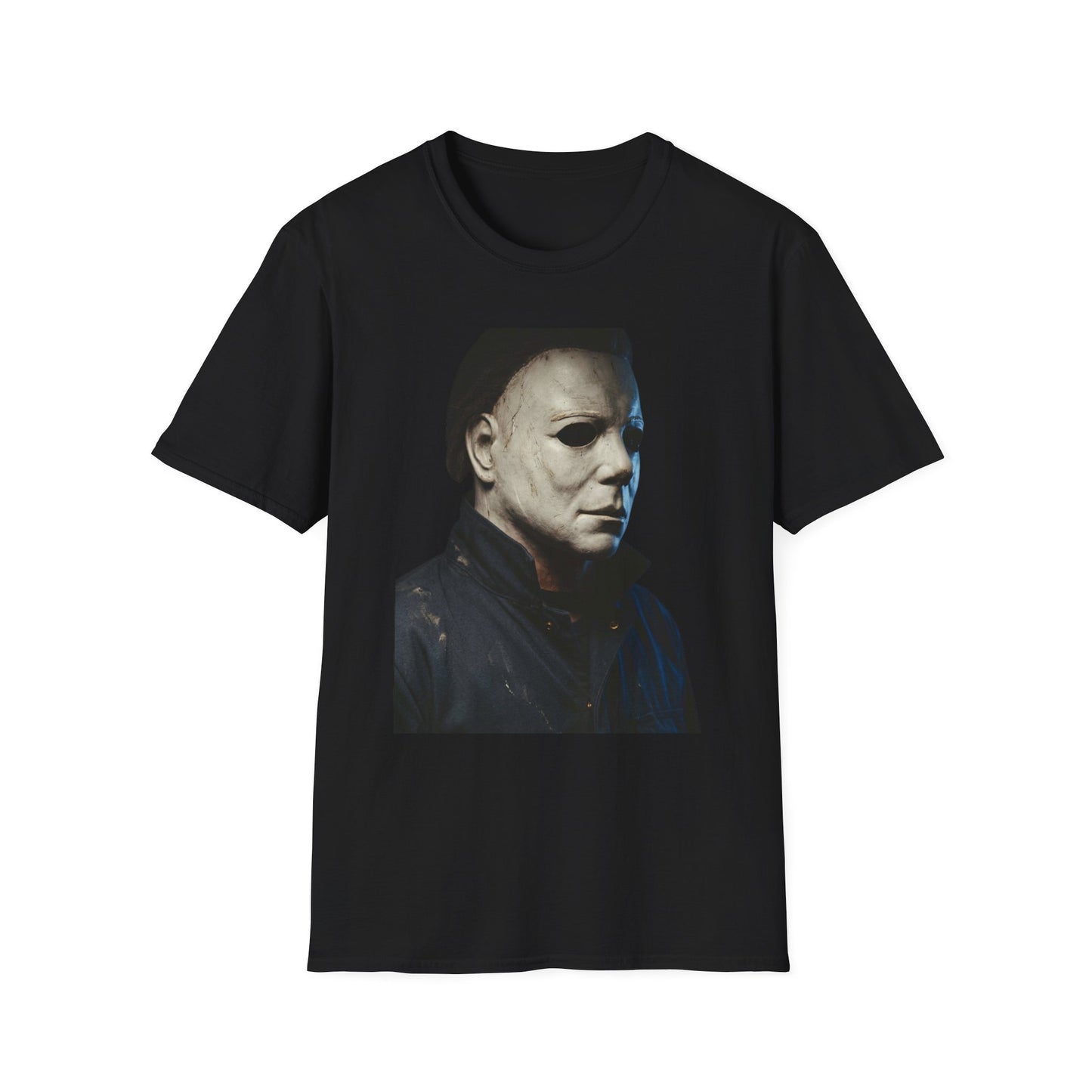 Michael Myers Horror Mask Portrait T-Shirt — Iconic Creepy Mask Graphic Tee for Halloween