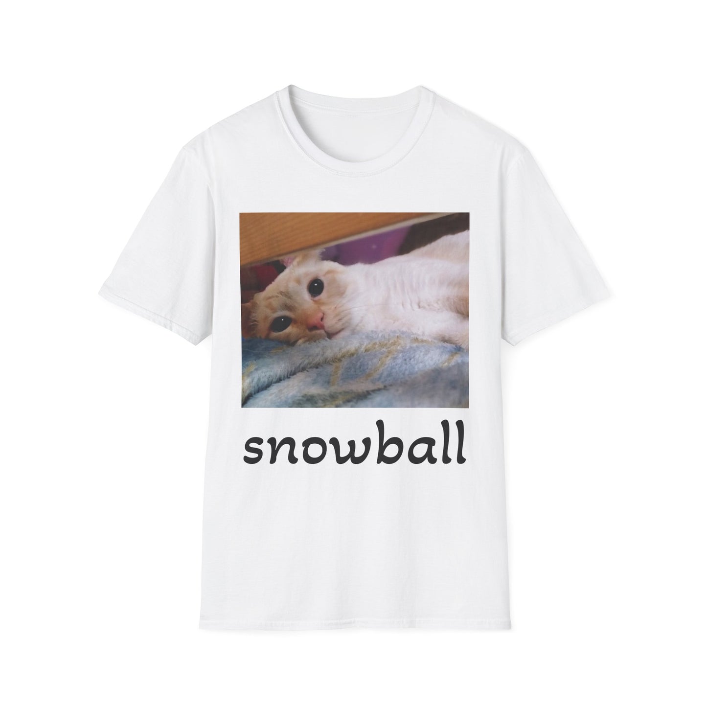 Cat Photo T-Shirt — "Snowball" Cute Pet Portrait Tee