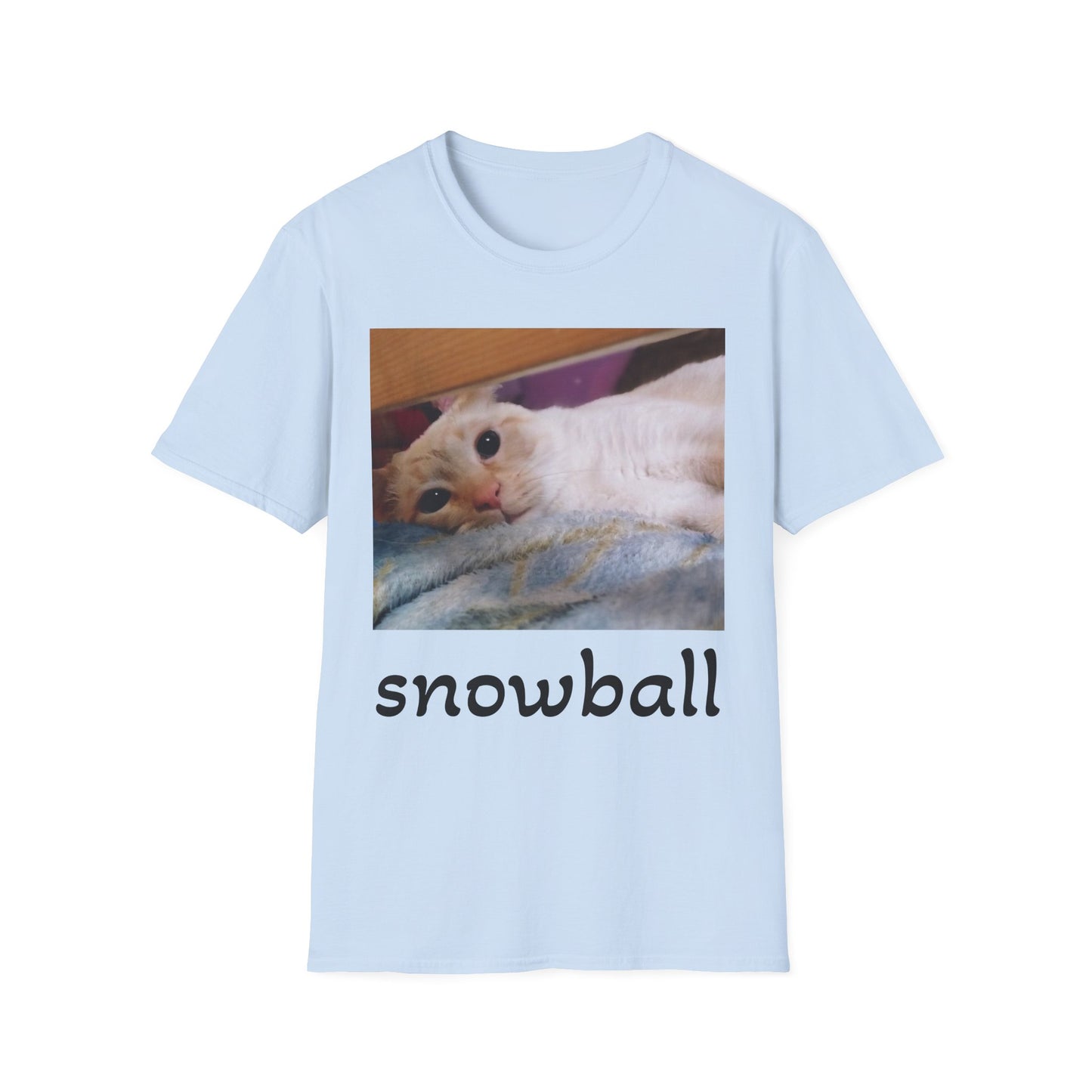 Cat Photo T-Shirt — "Snowball" Cute Pet Portrait Tee