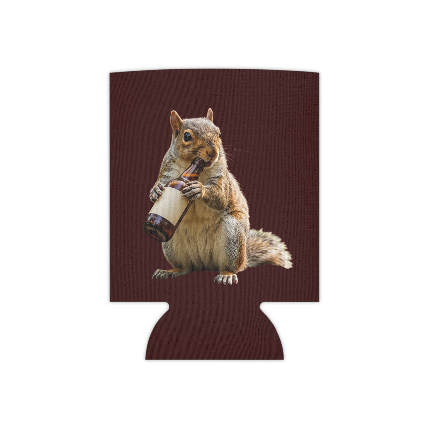 Squirrel Drinking Beer Can Cooler - Funny Animal Beverage Koozie
