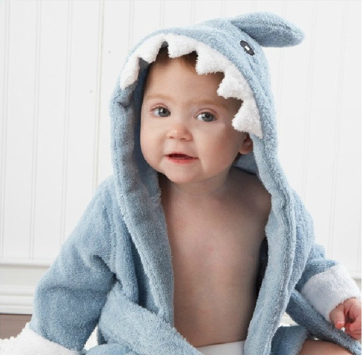 3-Size Shark Bath Towel - Baby Cartoon Hooded Robe