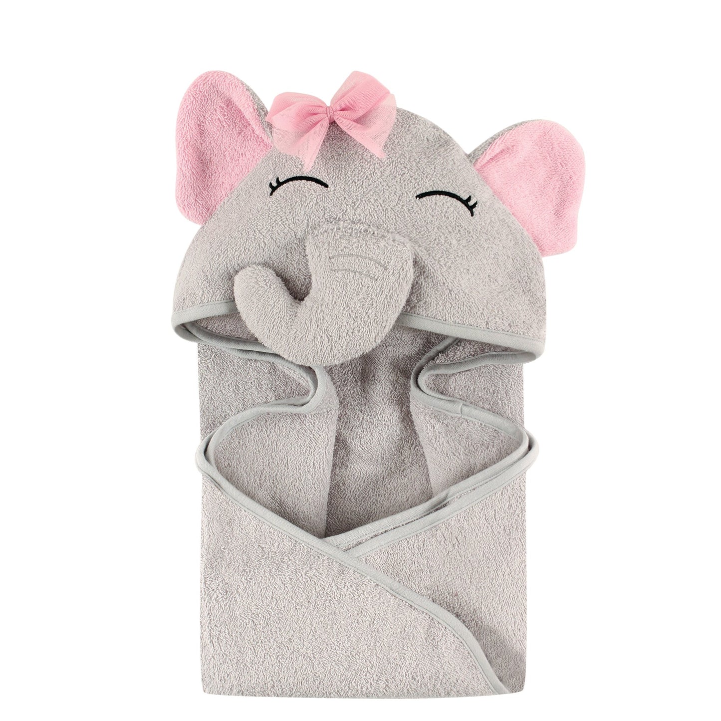 Hudson Baby Unisex Baby Animal Face Hooded Towel Pretty Elephant 1-Pack One Size