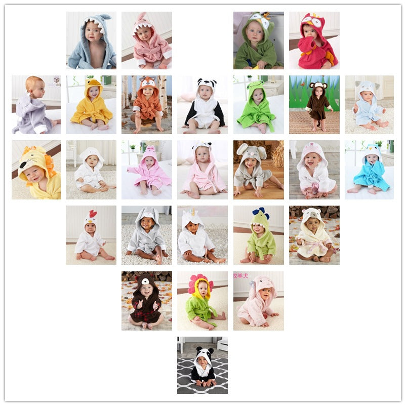 3-Size Shark Bath Towel - Baby Cartoon Hooded Robe