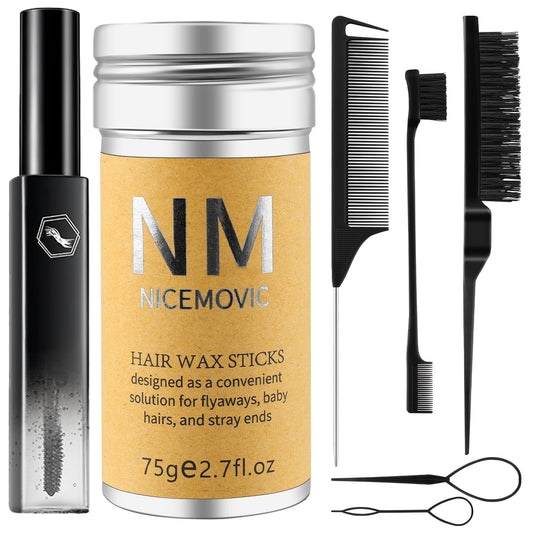 Slick Back Hair Brush Wax Stick Set for Flyaways Hair Accessories for Women Girl Teen Girls Trendy Stuff Hair Styling Tools Baby Hair Gel Christmas/Birthday Gifts Stocking Stuffers for Women Kids