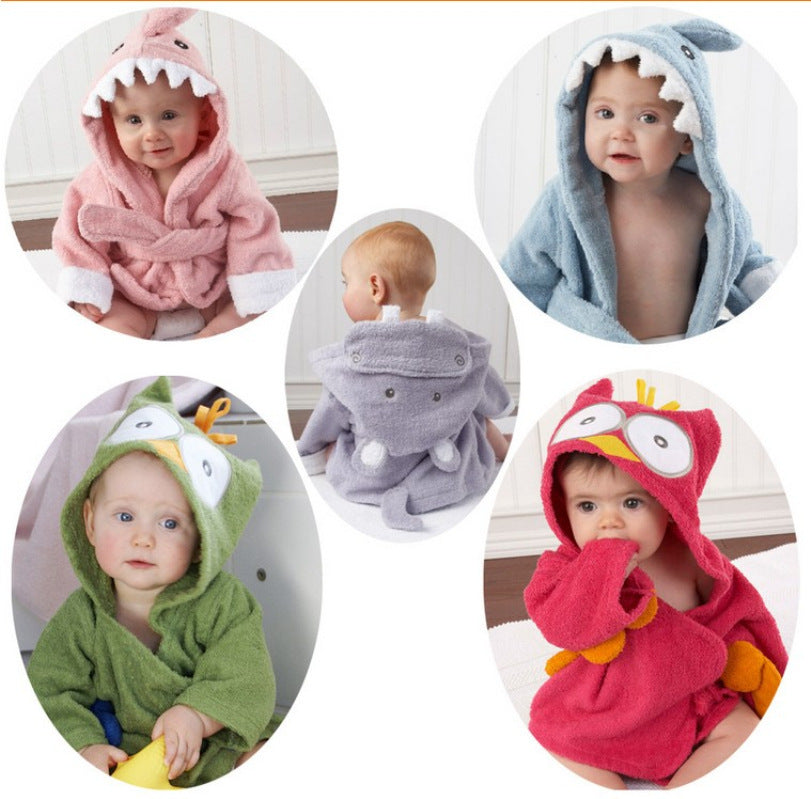 3-Size Shark Bath Towel - Baby Cartoon Hooded Robe