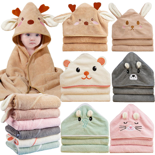 BEFACL 6pack Hooded Baby Towels Premium Ultra Soft Absorbent Coral Fleece Baby Bath Towel for Newborns Toddlers and Kids 32x32 in Natural Baby Stuff Towel with Hood for Boy and Girl